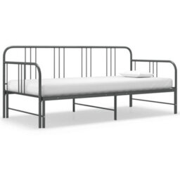 Vidaxl Pull-Out Sofa Bed Frame Without Mattress Grey Metal 90X200 Cm
