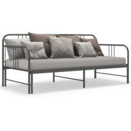 Vidaxl Pull-Out Sofa Bed Frame Without Mattress Grey Metal 90X200 Cm - thumbnail 6