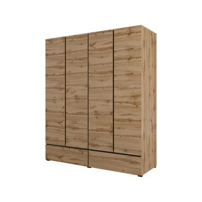 Arte Kross 180Cm Hinged Wardrobe In Rustic Oak Wotan - Ample Organisation For Cosy Spaces - image 1