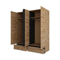 Arte Kross 180Cm Hinged Wardrobe In Rustic Oak Wotan - Ample Organisation For Cosy Spaces - thumbnail 2