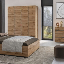 Arte Kross 180Cm Hinged Wardrobe In Rustic Oak Wotan - Ample Organisation For Cosy Spaces - thumbnail 4