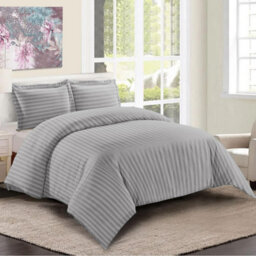 Ameha Grey Striped Microfibre Bedding Set Single, Reversible & Breathable Duvet Cover, Fitted Sheet & Pillowcase - thumbnail 6