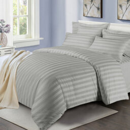 Ameha Grey Striped Microfibre Bedding Set Single, Reversible & Breathable Duvet Cover, Fitted Sheet & Pillowcase - thumbnail 7