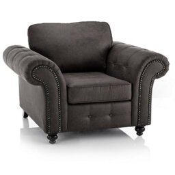 Furnishings For Less UK Oakland Armchair Leather Air Single Seater Charcoal Grey