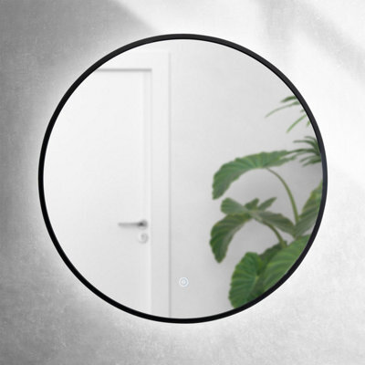 Onyx 600mm Round Black Frame Backlit Mirror With Colour Change - image 1
