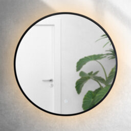 Onyx 600mm Round Black Frame Backlit Mirror With Colour Change - thumbnail 2
