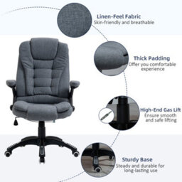 Vinsetto High Back Home Office Chair Swivel Linen Fabric Desk Chair, Dark Grey - thumbnail 8