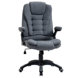 Vinsetto High Back Home Office Chair Swivel Linen Fabric Desk Chair, Dark Grey - thumbnail 2