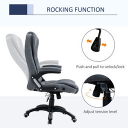 Vinsetto High Back Home Office Chair Swivel Linen Fabric Desk Chair, Dark Grey - thumbnail 5