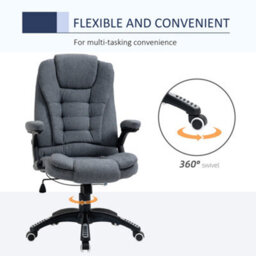 Vinsetto High Back Home Office Chair Swivel Linen Fabric Desk Chair, Dark Grey - thumbnail 7
