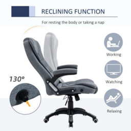 Vinsetto High Back Home Office Chair Swivel Linen Fabric Desk Chair, Dark Grey - thumbnail 6