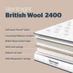 Silentnight British Wool 2400 Pocket Mattress Single 90X190 Cm, Medium/firm, 1400 Mirapocket + 1000 Mini Springs, 29Cm Depth - thumbnail 4
