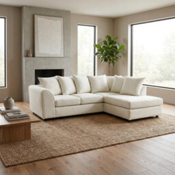 Abakus Direct Harriet Boucle Fabric Right Facing Corner Sofa In Cream - thumbnail 3