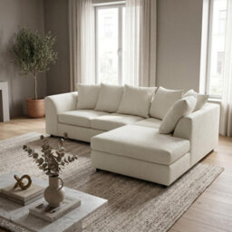 Abakus Direct Harriet Boucle Fabric Right Facing Corner Sofa In Cream - thumbnail 2