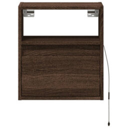 Berkfield Wall-Mounted Bedside Cabinet With Led Lights Brown Oak - thumbnail 6