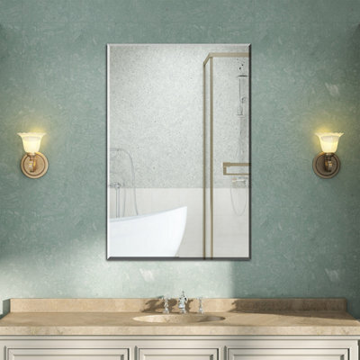 AVER-GROWTH Rectangular Frameless Wall Mirror For Bathroom Bedroom Home Decorative Wall Mounted Vertical/horizontal With Wall Fittings 50X70Cm - image 1