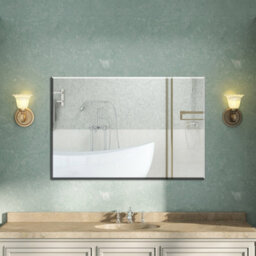 AVER-GROWTH Rectangular Frameless Wall Mirror For Bathroom Bedroom Home Decorative Wall Mounted Vertical/horizontal With Wall Fittings 50X70Cm - thumbnail 2