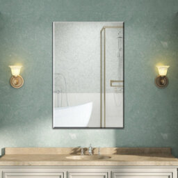 AVER-GROWTH Rectangular Frameless Wall Mirror For Bathroom Bedroom Home Decorative Wall Mounted Vertical/horizontal With Wall Fittings 50X70Cm - thumbnail 1