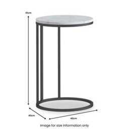 Pimlico White Marble Round C Side Table - Dark Grey Metal Frame - By Roseland Furniture - thumbnail 2