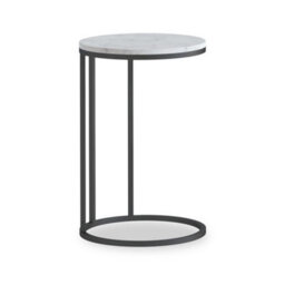 Pimlico White Marble Round C Side Table - Dark Grey Metal Frame - By Roseland Furniture - thumbnail 1