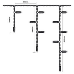 Eagle Connect Icicle Lights Black Rubber 60/40/20 Drop, 2M Warm White - thumbnail 3