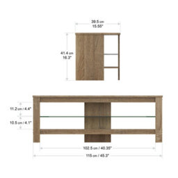 "Avf Calibre Plus 1.15M Tv Stand With Glass Shelf, For Tvs Up To 55"" - Rustic Sawn Oak" - thumbnail 3