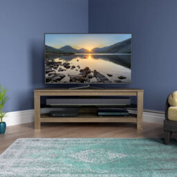"Avf Calibre Plus 1.15M Tv Stand With Glass Shelf, For Tvs Up To 55"" - Rustic Sawn Oak" - thumbnail 4
