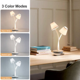Harper Living Led Table Lamp, Bedside Table Light With 2 Vintage Lampshades, Bedroom Living Room Study Room - thumbnail 7