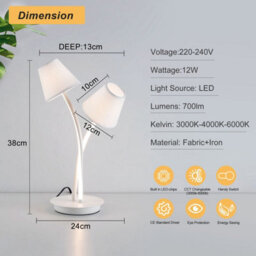 Harper Living Led Table Lamp, Bedside Table Light With 2 Vintage Lampshades, Bedroom Living Room Study Room - thumbnail 6
