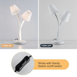 Harper Living Led Table Lamp, Bedside Table Light With 2 Vintage Lampshades, Bedroom Living Room Study Room - thumbnail 5
