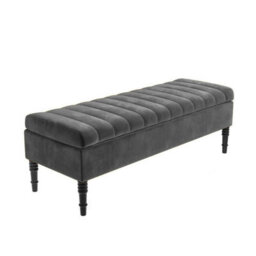 Safar 150Cm Ottoman Storage Bench - Plush Velvet Shoe Bench - Steel Grey Lined Upholstery Storage Footstool - thumbnail 4
