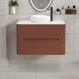 Royal Bathrooms Venice 800mm Terracotta Clay Wall Mounted Bathroom Countertop Vanity Unit 2 Drawer With Milan Basin - thumbnail 1