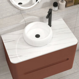 Royal Bathrooms Venice 800mm Terracotta Clay Wall Mounted Bathroom Countertop Vanity Unit 2 Drawer With Milan Basin - thumbnail 6