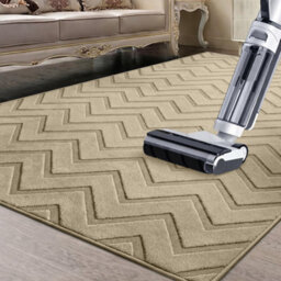 Moonlight Bedding Beige Chevron Rug 120X170Cm, Washable Non-Slip Soft High Low Pile Living Room Carpet - thumbnail 4