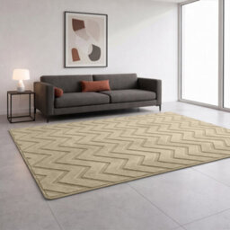 Moonlight Bedding Beige Chevron Rug 120X170Cm, Washable Non-Slip Soft High Low Pile Living Room Carpet - thumbnail 1
