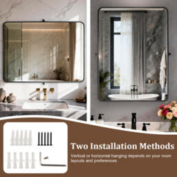 Artloge 50X70Cm Matt Black Pivot Bathroom Vanity Mirror Farmhouse Tiltable Aluminum Frame Mirror - thumbnail 5