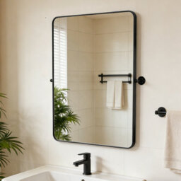 Artloge 50X70Cm Matt Black Pivot Bathroom Vanity Mirror Farmhouse Tiltable Aluminum Frame Mirror - thumbnail 1