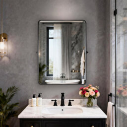 Artloge 50X70Cm Matt Black Pivot Bathroom Vanity Mirror Farmhouse Tiltable Aluminum Frame Mirror - thumbnail 7