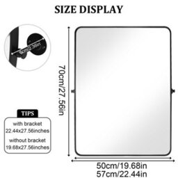Artloge 50X70Cm Matt Black Pivot Bathroom Vanity Mirror Farmhouse Tiltable Aluminum Frame Mirror - thumbnail 2