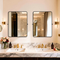 Artloge 50X70Cm Matt Black Pivot Bathroom Vanity Mirror Farmhouse Tiltable Aluminum Frame Mirror - thumbnail 8
