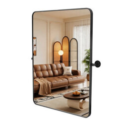 Artloge 50X70Cm Matt Black Pivot Bathroom Vanity Mirror Farmhouse Tiltable Aluminum Frame Mirror - thumbnail 9