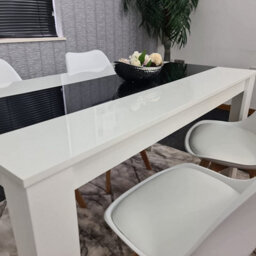 Kosy Koala Dining Table And 4 Chairs White Black  Wood 4 Plastic Leather White Chairs Dining Room - thumbnail 5