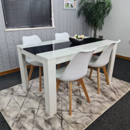Kosy Koala Dining Table And 4 Chairs White Black  Wood 4 Plastic Leather White Chairs Dining Room - thumbnail 4