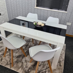 Kosy Koala Dining Table And 4 Chairs White Black  Wood 4 Plastic Leather White Chairs Dining Room - thumbnail 7