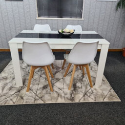 Kosy Koala Dining Table And 4 Chairs White Black  Wood 4 Plastic Leather White Chairs Dining Room - thumbnail 2