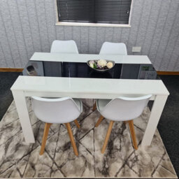 Kosy Koala Dining Table And 4 Chairs White Black  Wood 4 Plastic Leather White Chairs Dining Room - thumbnail 3