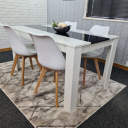 Kosy Koala Dining Table And 4 Chairs White Black  Wood 4 Plastic Leather White Chairs Dining Room - thumbnail 9