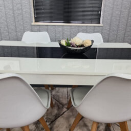 Kosy Koala Dining Table And 4 Chairs White Black  Wood 4 Plastic Leather White Chairs Dining Room - thumbnail 8