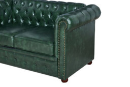 UK Leisure World Chesterfield Antique Green Faux Leather Two Sofa Set Suites Settee Twin 2 Seater - thumbnail 2