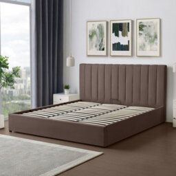 Evelynne Fabric 180Cm King Ottoman Bed Frame With Storage - Dark Brown - thumbnail 3